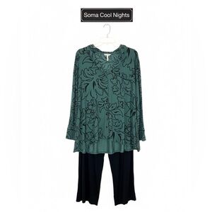Soma Cool Nights 2pc Pajama Shirt With Black Pants- 🩷Size XXL🩷